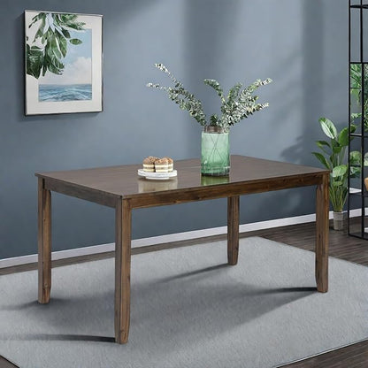 Dining Table for 4, Wooden Rectangular Kitchen Table with Natural Woodgrain Finish, 45.5" MDF Modern Dining Table with Solid Wood Tapered Legs and Rounded Corners, Easy Assembly, Walnut