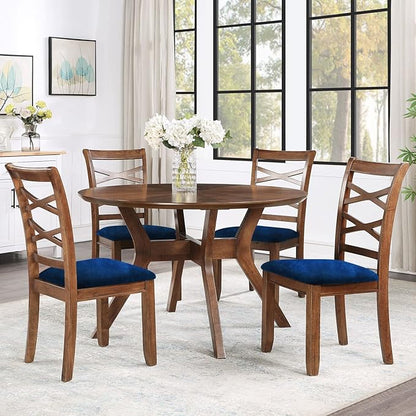 Smiry Velvet Seat Covers for Dining Room Chair Set of 6, Stretch Fit Removable Washable Chair Seat Cushion Protector Slipcovers with Ties, Federal Blue