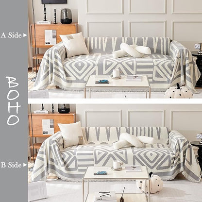 HANDONTIME Grey Sofa Cushion Covers Boho Couch Sofa Covers Dog Couch Cover for Sofa Chenille Couch Sofa Slipcover for Pets Sofa Cover Thick Washable Sectional Slip Covers for Sofas/Couches, 91" X150"