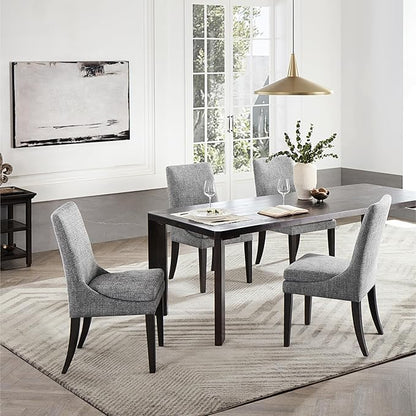 Upholstered Dining Chairs Modern Sidechair Performance Fabric High Back Armlesschair for Diningroom Kitchen,Dark Grey,Set of 4(2 Box)