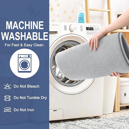 OLANLY Thick Memory Foam Bath Mat Rug 47x17, Extra Soft Absorbent Bathroom Rug, Quick Dry Bath Mats, Non-Slip, Machine Washable Carpet for Bathroom, Tub and Shower, Home Decor Accessories, Light Grey