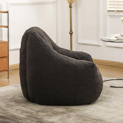 Furniliving Bean Bag Chair, Oversized Bean Bag Couch for Adults Comfy Bean Bag Sofa with Back Support, Large Bean Bag Chair Lazy Sofa for Living Room Bedroom, Darkgrey, Teddy