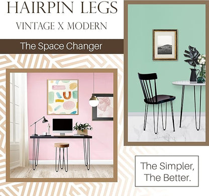TEN49 Heavy Duty Hairpin Table Legs - 20 Inch Industrial Black Furniture Legs - Solid Rods Metal Legs for Table - Fit for Mid-Century Modern Desk, Bed End, Coffee Table Feet, TV Stand, Chair Legs