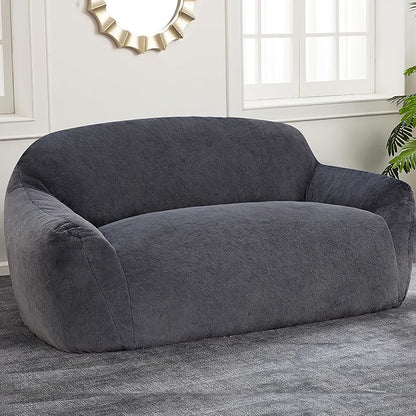 Homguava Oversized Bean Bag Chair for Adults, Giant Bean Bag Sofa,Bean Bag Couch with Soft Faux Fur Cover & Wide Armrests Big BeanBag Lazy Sofa for Bedroom,Living Room,Apartment (Grey)
