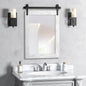 Bathroom Mirror for Over Sink 18”x24” Farmhouse Barn Door Mirror Rustic Wood Framed Wall Mirror for Bathroom, Bedroom, Entryway (White