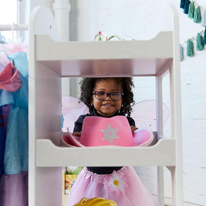 ECR4Kids Dress Up Center with Mirror, Costume Organizer, White Wash