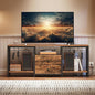 TV Stand with Power Outlet Up to 60 Inch, Entertainment Center with 2 Fabric Drawers, TV Console Table with Open Storage Shelves for TVs, Cable Management, for Living Room, Bedroom, DS14UBRY1