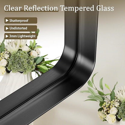 Bathroom Mirror 20x30 inch, Black Gorgeous Deep Frame Wall Mirror, Modern Round Corner Bathroom Vanity Mirror for Bedroom, Living Room, Hanging or Leaning Horizontal or Vertical, Black