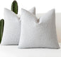 Foindtower Pack of 2 Textured Boucle Throw Pillow Covers Accent Solid Decorative Pillow Cases Cozy Woven Couch Cushion Case for Chair Sofa Bedroom Living Room Home Decor, 20 x 20 Inch,Light Grey