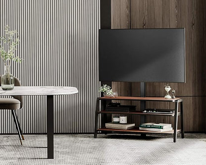 FITUEYES 3-Tier Floor TV Stand for 37-70 Inch TVs Entertainment Center Stand with Storage-Height Adjustable TV Console Stands with Walnut Board & Cable Management, VESA 600x400mm