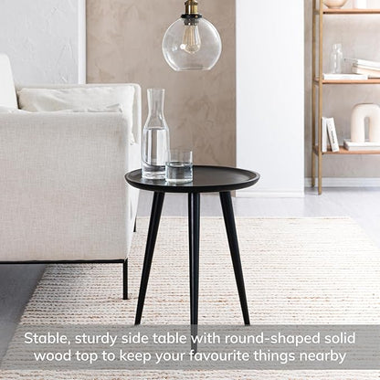MH London Side Table - Tezgah End Table. Exclusively Designed Hand-Crafted Small Nightstand. Solid Wood Round End Table. Contemporary Accent Table for Bedrooms, Living Rooms and Home Office