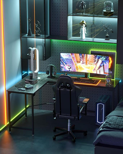 Teraves Modern L Shaped Gaming Desk 66'' Corner Computer Desk for Home Office Gaming Table Study Writing Workstation for Small Space, Easy to Assemble