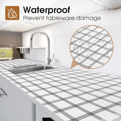 Beautysaid Shelf and Drawer Liner for Kitchen Cabinet, Non Adhesive Non Slip Shelf Paper Waterproof Washable Thickened for Dresser Pantry Shelve Bathroom Protector Liner(Plaid,23.6 in x 10 FT)