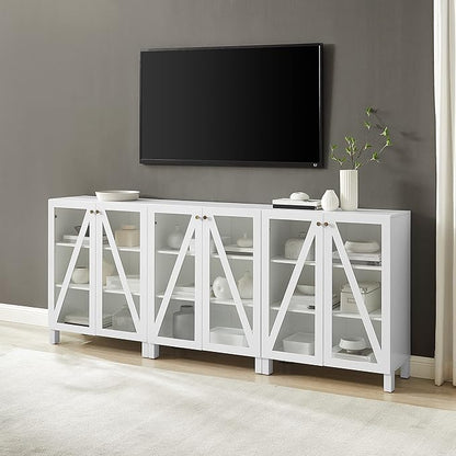 Crosley Furniture Cassai 3-Piece Entertainment Center TV Stand, Media Console, Vinyl Record Storage, White