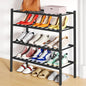 Smiry Shoe Rack, 4 Tier Bamboo Shoe Organizer, Stackable Free Standing Wooden Shoe Storage Shelf for Closet, Entryway, Front Door Entrance, Black