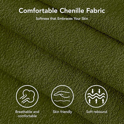 Vipbear 3-in-1 Chenille Convertible Sofa Bed, Pull Out Sleeper Sofa with Side Pocket & Adjustable Backrest, Tool-Free Assembly, Folding Loveseat for Living Room, Apartment, Green