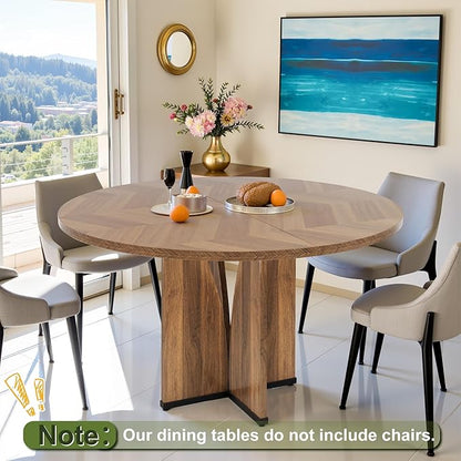 NicBex 39 Inch Round Dining Table for 4, Wooden Small Dinner Table Farmhouse Kitchen Tables with X-Shaped Stable Pedestal for Dining Room, Kitchen, Living Room, Brown
