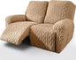 vctops 6 Pieces Geometric Jacquard Plush Recliner Loveseat Slipcovers Soft Fuzzy Fluffy Sofa Couch Cover Anti-Slip Furniture Protector with Elastic Bottom for Kids Cats Dogs(Brown,2 Seat)