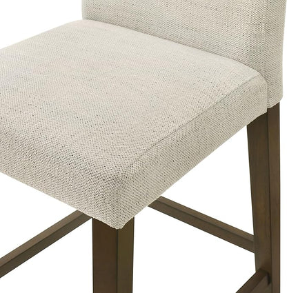CHITA Counter Height Bar Stools Set of 2, 27" H Seat Height Upholstered Barstools, Fabric in Ivory