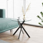 Round Side Table Modern 20 Inch End Table with Tempered Glass Top and Black Metal Legs Stylish Sofa End Table Bed Side Table for Living Room Bedroom
