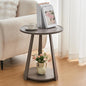 Uniclinens Wooden Small Round End Table, Narrow/Little Coffee/Sofa/Couch SideTable for Living Room Bedroom, Solid Wood Bedside Nightstand, Gray