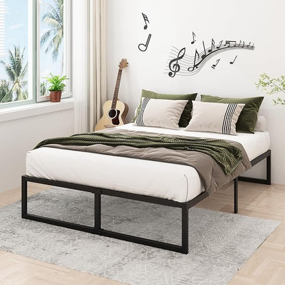 14 Inch California King Bed Frames No Box Spring Needed Heavy Duty Metal Cal King Platform for Mattress Foundation, Noise Free, Easy Assembly, Black