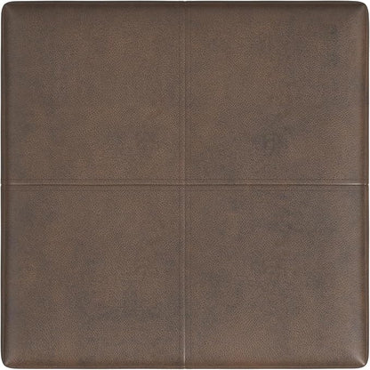 HomePop Home Decor |K2380-E910 | Luxury Large Faux Leather Square Storage Ottoman | Ottoman with Storage for Living Room & Bedroom, Brown Faux Leather