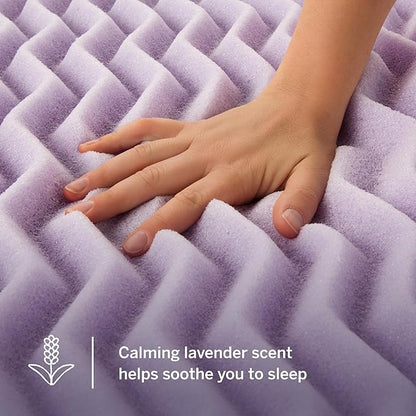 Lucid Lavender Infused 2 Inch Memory Foam Mattress Topper - Twin XL Size - Plush Feel - 5 Convoluted Zones - CertiPUR Certified - New Home Owner & Dorm Room Essentials
