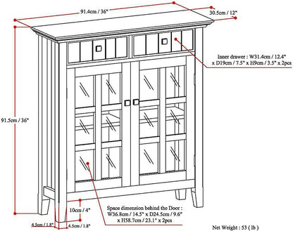SIMPLIHOME Connaught 40-inch Wide Solid Wood Storage Cabinet in Light Golden Brown for Entryway, Living Room , Organizer for Hats, Gloves, Shoes, Keys, Slim Design, Traditional Style