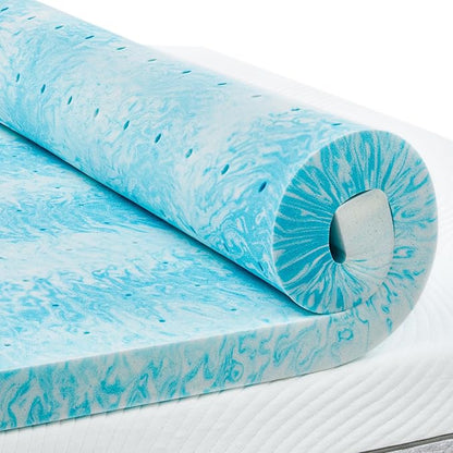 PERLECARE 2 Inch King Memory Foam Mattress Topper, Cooling Gel Infused Mattress Pad, Ventilated Bed Topper for Pressure Relief, CertiPUR-US Certified, Blue