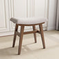 Solid Wood Small Vanity Stool, Compact Makeup Chair with Saddle Cushion, Linen-Covered High Rebound Sponge Seat, Easy Assembly Footstool for Bedroom, Entryway, Home, Walnut