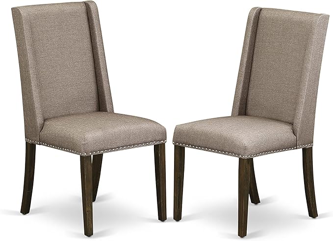 East West Furniture X797FL716-5 5 Piece Dining Table Set for 4 Includes a Rectangle Kitchen Table with X-Legs and 4 Dark Khaki Linen Fabric Parson Dining Chairs, 40x72 Inch, Multi-Color