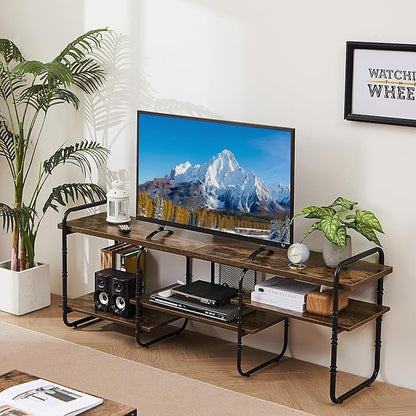 VECELO TV Stands up to 55 Inch,Entertainment Center/Media Console Table with Adjustable Storage Shelves for Living Room/Bedroom,