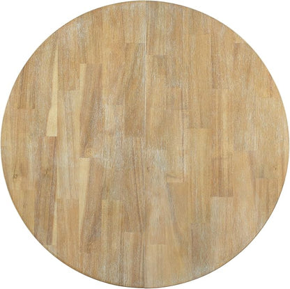 Need Extendable Farmhouse Round Dining Table with 16" Leaf - Solid Wood Kitchen Table, Adjustable Size for Small Spaces (Natural Wood Wash)