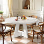 Round Dining Table for 4, 47 Inch Dinner Table Farmhouse Wooden Circle Kitchen Tables with Cross Base for Dining Room, Kitchen, Living Room, White