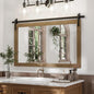 Brown Farmhouse Mirror for Wall, 40x26INCH Large Wood Framed Square Bathroom Mirrors for Vanity, Barn Door Style Mirrors Wall Mounted Dresser Decor Mirror Living Room Bedroom Horizontal
