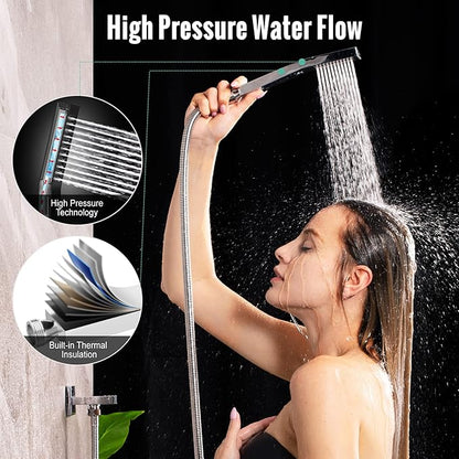 SR SUN RISE Shower System - Shower Faucet Set with 8 Inch Rain Shower Head and Handheld Shower - High Pressure Rain Shower System - All Metal Shower Faucet Trim Repair Kits - Polished Chrome