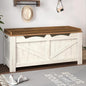 39.4" Storage Chest, Extra Large Storage Trunk with 2 Safety Hinges, Wooden Box Bench, Lift-Top Organizer Chest, Shoe Bench for Entryway, Bedroom, Living Room, White and Brown SB04514B