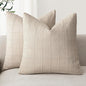 Foindtower Set of 2 Decorative Linen Check Throw Pillow Covers Neutral Farmhouse Vintage Cushion Covers Modern Boho Home Decor For Sofa Chair Couch Bedroom Living Room Outdoor,18×18 Inch,Natural Linen
