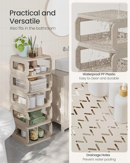 SONGMICS Shoe Rack, Shoe Organizer, 12 Shelves, Shoe Storage, Narrow Shoe Shelf, Open Shelf for Entryway, Living Room, Bathroom, Space-Saving, Cappuccino Beige ULPC038K01