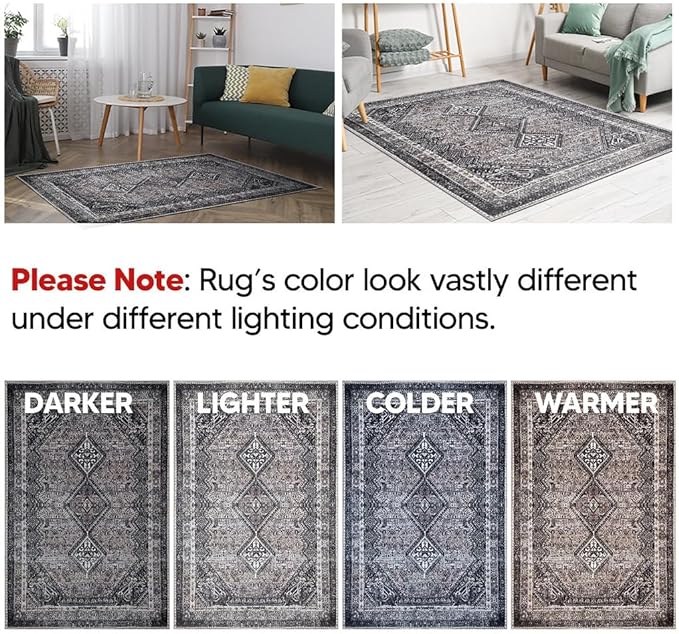 Keen Home Design 2x3 Rug - Machine Washable Entry Rug with Non-Slip Backing, Ideal for Enteryway, Kitchen, Bathroom, Laundry Room - Vintage, Easy Clean, Durable, Low Pile Rug - (2' x 3')