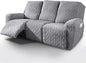 vctops 8 Pieces Geometric Jacquard Plush Recliner Sofa Covers Soft Fuzzy Fluffy 3 Seats Couch Cover Anti-Slip Sofa Slipcover Furniture Protector with Elastic Bottom for Kids Pet(Grey,3 Seat)
