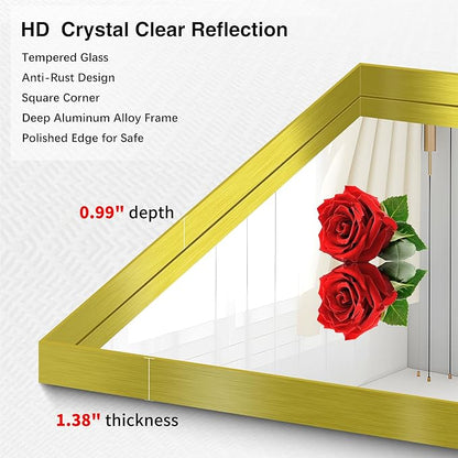 Gold Bathroom Mirror, 40x48 Inch Rectangular Framed Mirror, Large Wall Mounted Bathroom Vanity Mirror Over Sink for Bedroom,Restroom, Living Room, Hangs Vertically or Horizontally