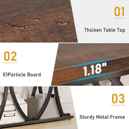 JUSTOGO 41.3" Industrial Entryway Table, Narrow Wood Sofa Console Table with Geometric Metal Legs and Ellipse Base, Living Room Furniture for Foyer, Hallway, Entrance, Rustic Brown
