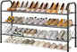 Hoctieon 3 Tier Mesh Style Shoe Rack, Entryway Shoe Shelf, Shoe Storage Organizer, Shoe Rack for Closet, Space Save for Bathroom, Garage, Hallway, Bedroom, Living Room, Black