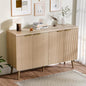 47.2" Buffet Cabinet with 4 Doors, Accent Sideboard Cabinet with Adjustable Shelf, Dining Room Sideboard with Waveform Panel, Credenzas for Living Room, Hallway, Natual Oak