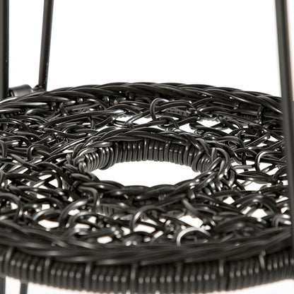 Muse & Lounge Co. Ysar Boho 19-inch Round Coffee Table Outdoor with Tempered Glass Top and Metal Frame, Handcrafted Coastal Furniture for Patio, Poolside, Garden, Yard, Black