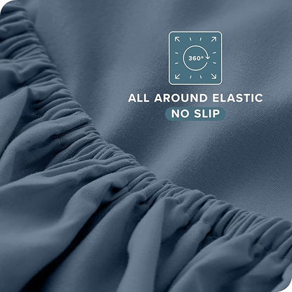 Bare Home Queen Sheet Set - Luxury 1800 Ultra-Soft Microfiber Queen Bed Sheets - Double Brushed - Deep Pockets - Easy Fit - 4 Piece Set - Bedding Sheets & Pillowcases (Queen, Bering Sea)