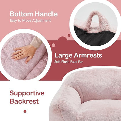 Homguava Bean Bag Chair Bean Bag Chairs for Adults Comfy Beanbag Giant Bean Bag Chair with Spacious Design Bean Bag Couch with Armrest Large Bean Bag Chair with Filler for Living Room Bedroom (Pink)