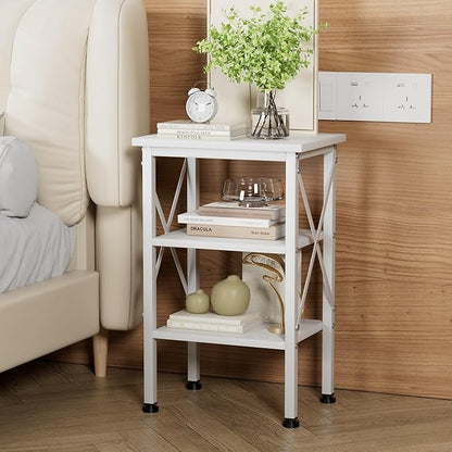 VECELO Modern Nightstands X-Design Side End Table Night Stand with Storage Shelf for Bedroom,Living Room